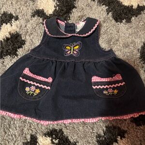 Unique Vintage Navy and Pink Kids Casual Dress